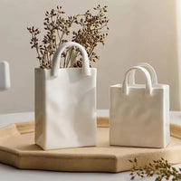 HUA HUA Handbag Shape Vase Modern Decorative White Vase Home Decoration Dried Flower Arrangement Table Decoration