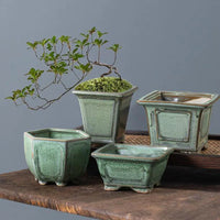 Coarse Pottery Glazed Succulent Plant Pot Flowerpot Gardening Bonsai Vase Planter Office Desktop Ornaments Home Decor