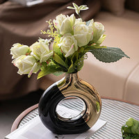 Ceramic Flower Vases For Living Room Luxury Nordic Plant Pot,Dinning Table Hotel Home Decoration,Wedding Festival Artwork Golden