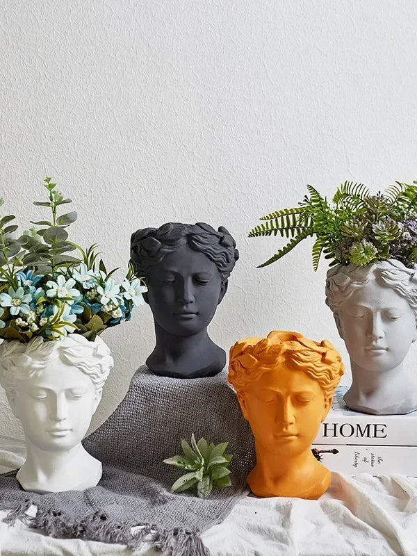 Greek Statue  Goddess Flower Pots Head Retro Venus Vase Home Decoration Accessories Ornament  Decor Tabletop Decorative