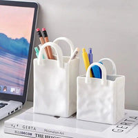 HUA HUA Handbag Shape Vase Modern Decorative White Vase Home Decoration Dried Flower Arrangement Table Decoration