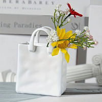 HUA HUA Handbag Shape Vase Modern Decorative White Vase Home Decoration Dried Flower Arrangement Table Decoration