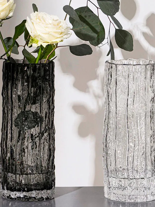 Vase Glacier Vase Glass Transparent Flower Arrangement Rose Flower Living Room Dining Table Decoration Bottle