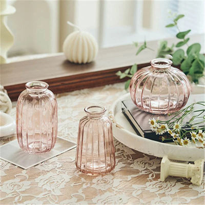 Set of 3 Transparent Glass Vases, Modern Decorative Vases, Minimalist Vases, Home Decor, Living Room, Kitchen, Office Desk Decor