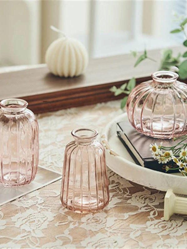 Set of 3 Transparent Glass Vases, Modern Decorative Vases, Minimalist Vases, Home Decor, Living Room, Kitchen, Office Desk Decor