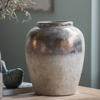 Vintage Distressed Coarse Pottery Vase Handmade Flower Arrangement Ornament for Living Room Bedroom - Unique Flower Vessel