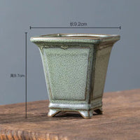 Coarse Pottery Glazed Succulent Plant Pot Flowerpot Gardening Bonsai Vase Planter Office Desktop Ornaments Home Decor