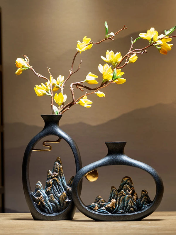 Creativity Japanese Style Feng Shui Wealth Vase Office Living Room Desktop Decoration Vases for Home Decor Accessories Art Gift