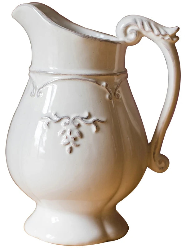 Vintage Ceramic Vase Classic White French Flower Pot for Home House Living Room Office Table Centrepieces for Wedding Decoration