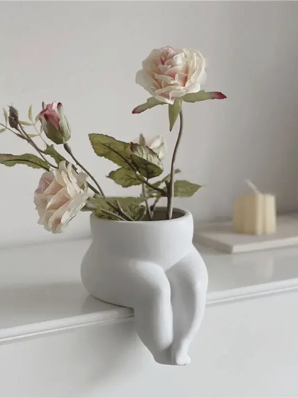 Ceramic Leg Vase Decorative Body Art Flower Pots Hydroponic Vase  Flower Planting Succulent Plants Vase Living Room Decoratio