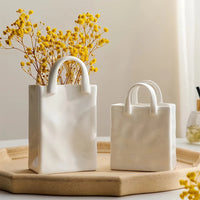 HUA HUA Handbag Shape Vase Modern Decorative White Vase Home Decoration Dried Flower Arrangement Table Decoration