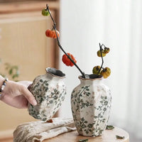 Ice Cracked Ceramic Vase Water Nourishing Flower Arrangement Dried Flower Gift Antique Blue Zen Home Decor Table Centerpiece