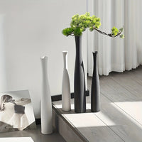 3D Printed Vases - Black and White Tall Conical Vases, Entryway Decor Welcome Vase Ornament, Modern Minimalist Style Decor Vases